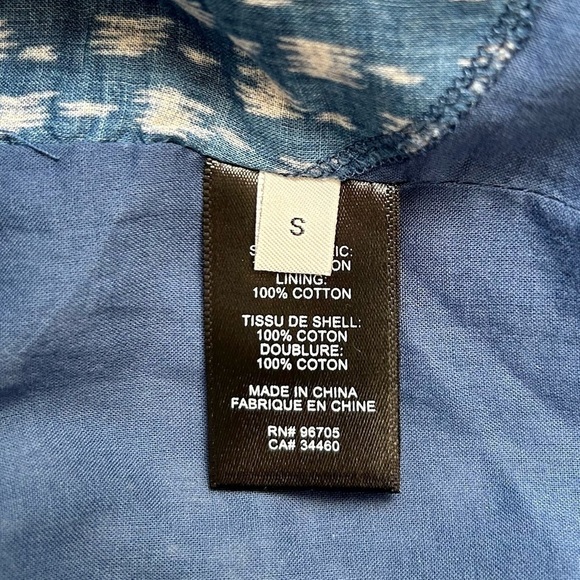 Rebecca Taylor Long Sleeve Ikat Shirtdress Indigo Blue Puff Sleeve Smocked Sz S - Picture 15 of 16